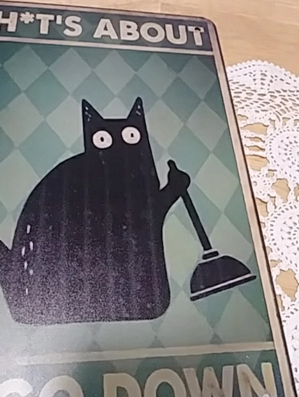 Black Cat bathroom wall art, funny.